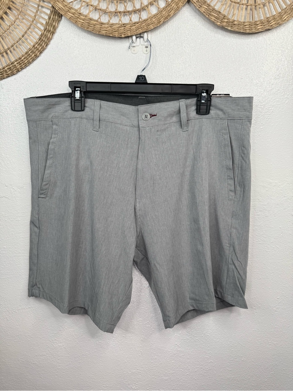 Burnside Hybrid Stretch Performance Shorts Men's 36 Gray 18" Golf Travel